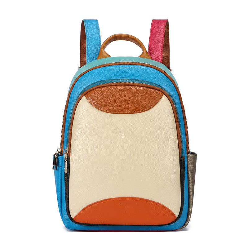 Women's Leather Fashion Trend Multicolor First Layer Cowhide Women's Backpack