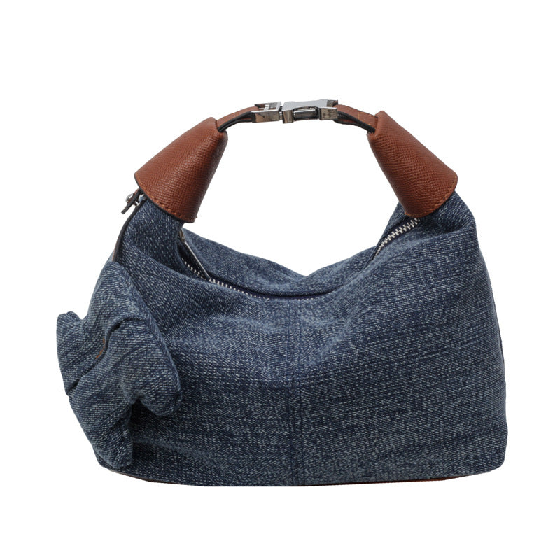 Women's Niche Contrast Color Underarm Style Retro Tote Bags