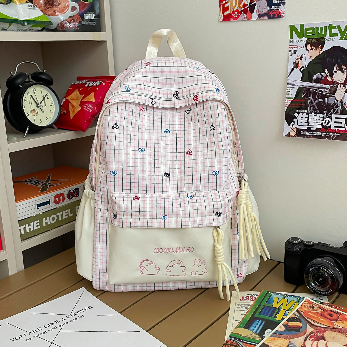 Leisure Plaid Female Junior High Cute School Bags