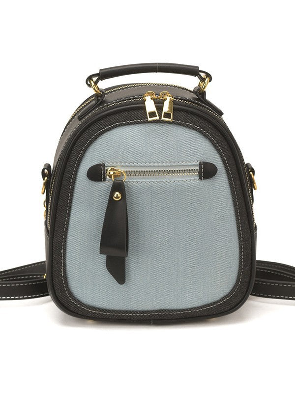 Denim Contrast Color Retro Popular College Women's Backpack
