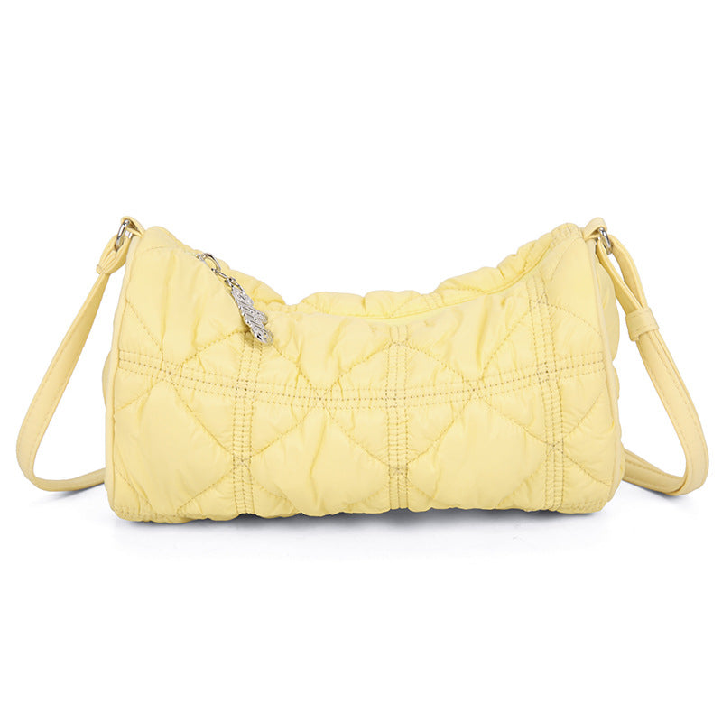 Women's Pillow Round Rhombus Pleated Bale Of Women's Shoulder Bag