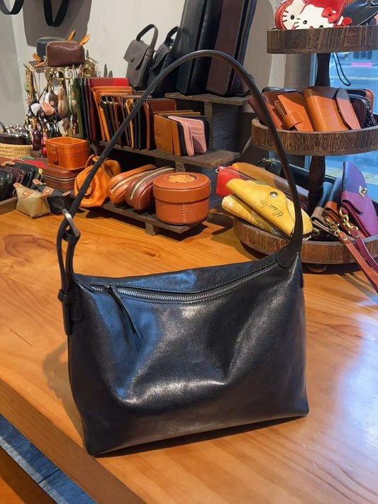 Tanning Leather Closed Hand-made Classic Dumpling Commute Bags