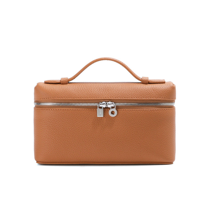 Women's Layer Cowhide Lunch Box Genuine Leather White Women's Shoulder Bag