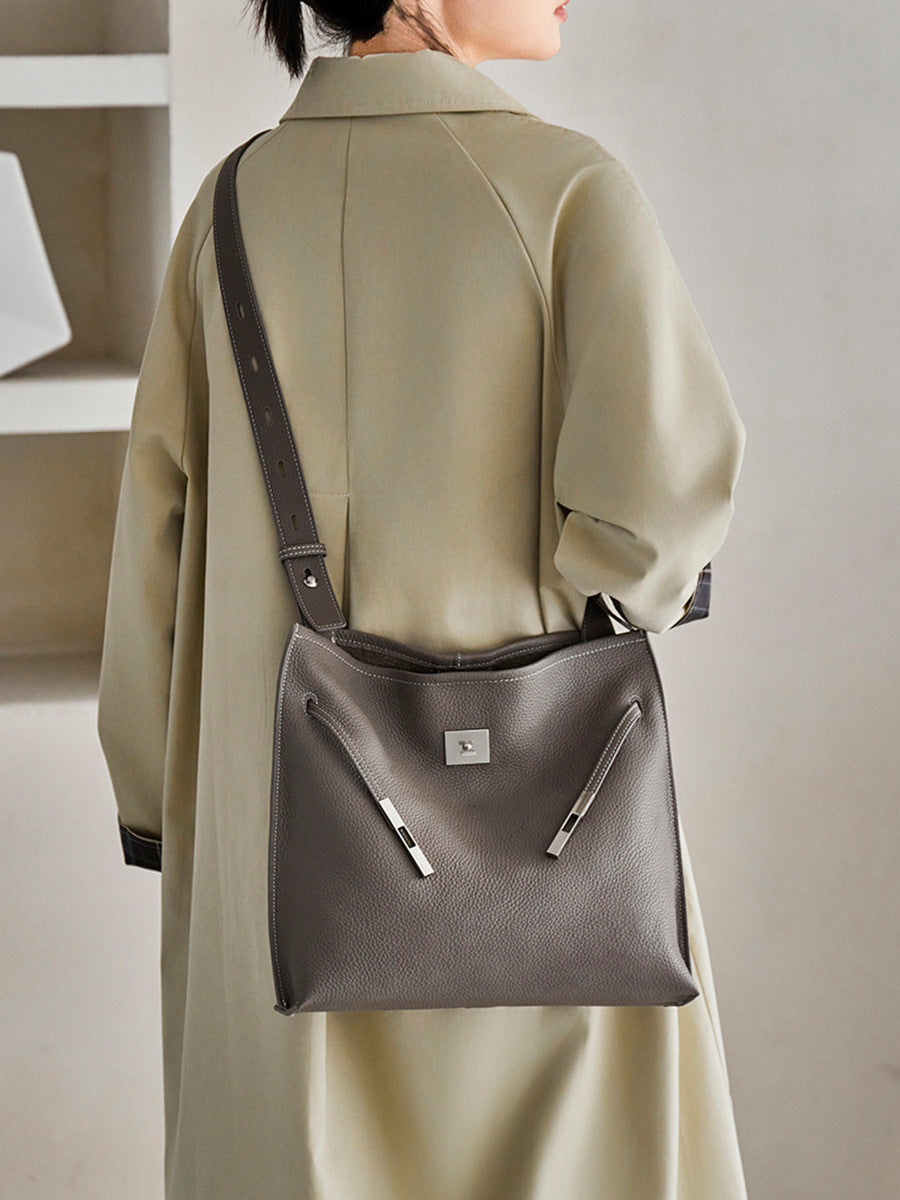 Women's Cowhide Leather Light Luxury Kelly Large Capacity Bags