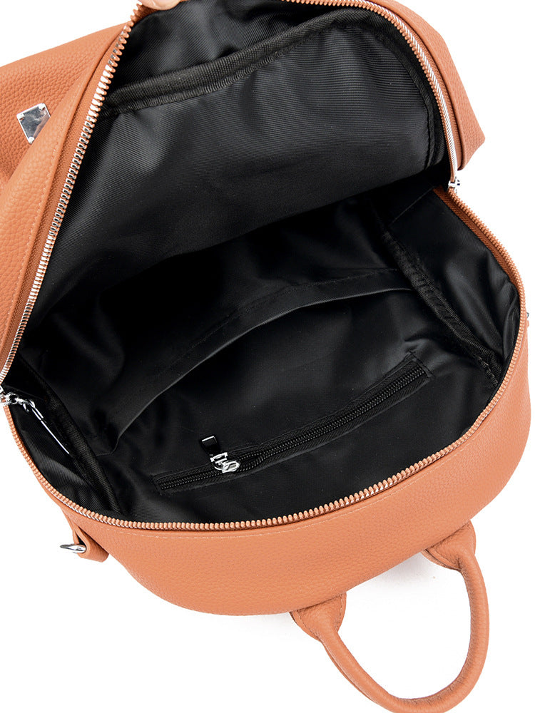 Women's Leather Fashion Korean Style Large Capacity Versatile Soft Backpacks