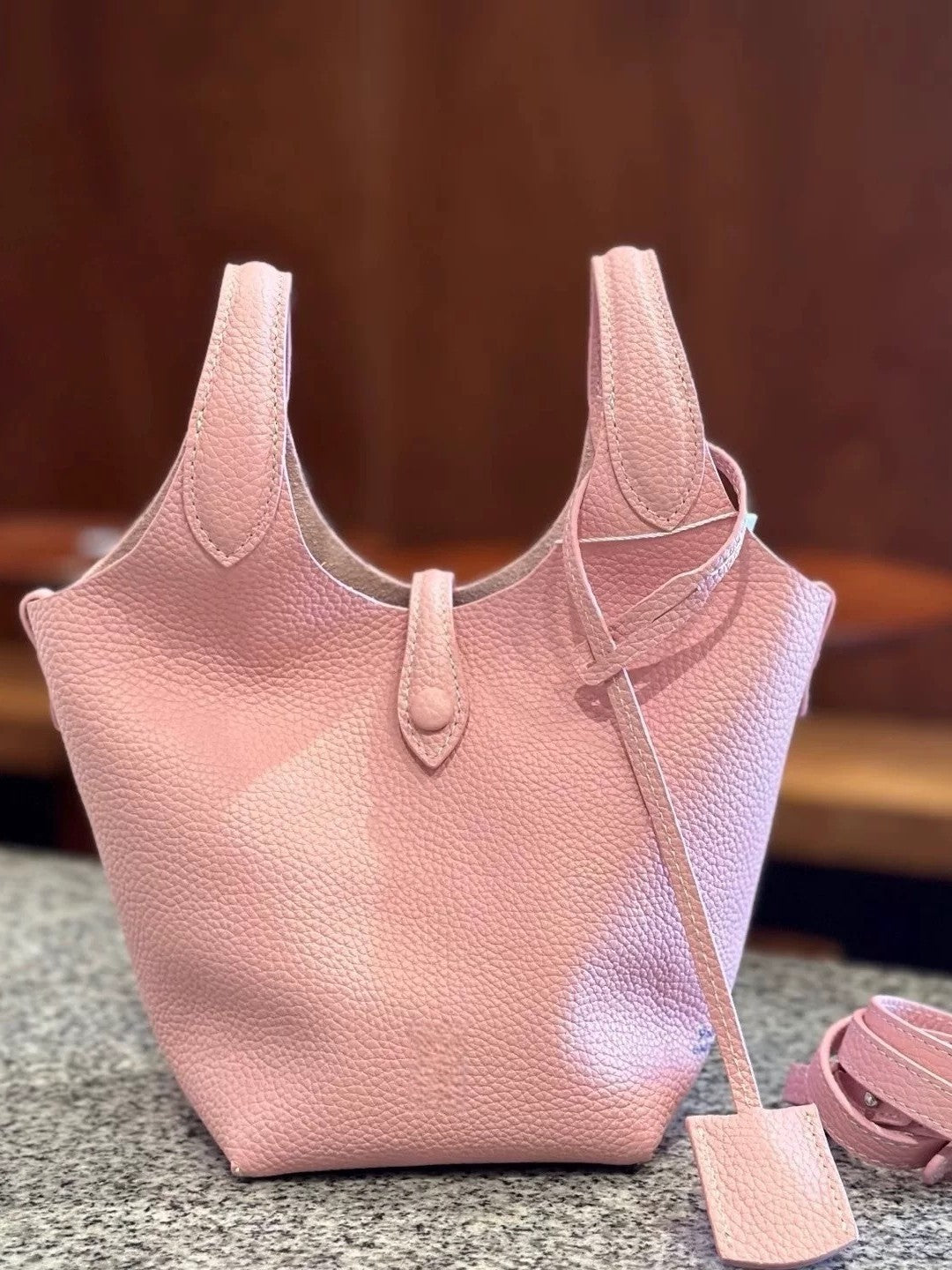 Women's Laf Vegetable Basket Soft Genuine Leather Large Capacity Bucket Bag
