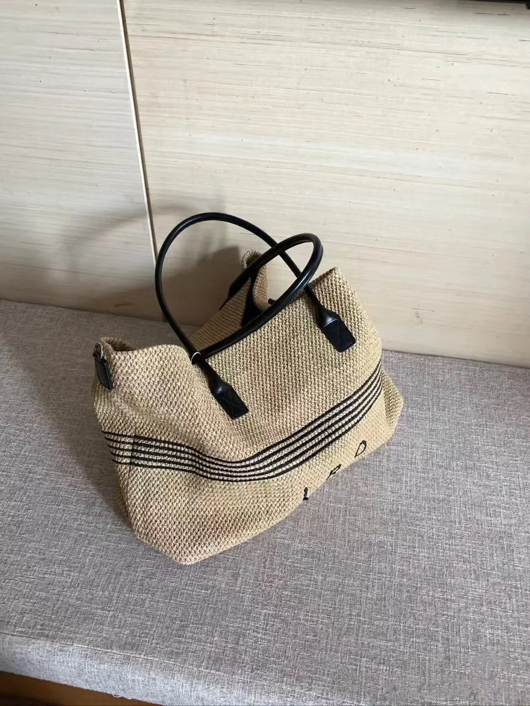 Olivia Wang Female Vacation Style Large Capacity Raffia Woven Shopping Tote Bag