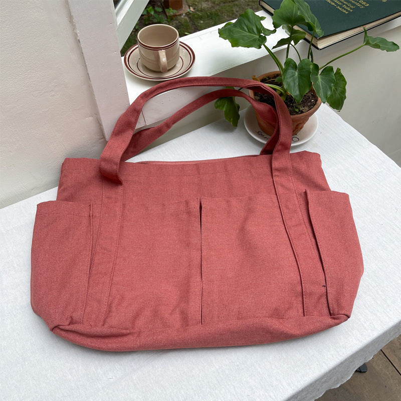 Women's Solid Color Canvas Leisure Commute Shopping Simple Women's Shoulder Bag