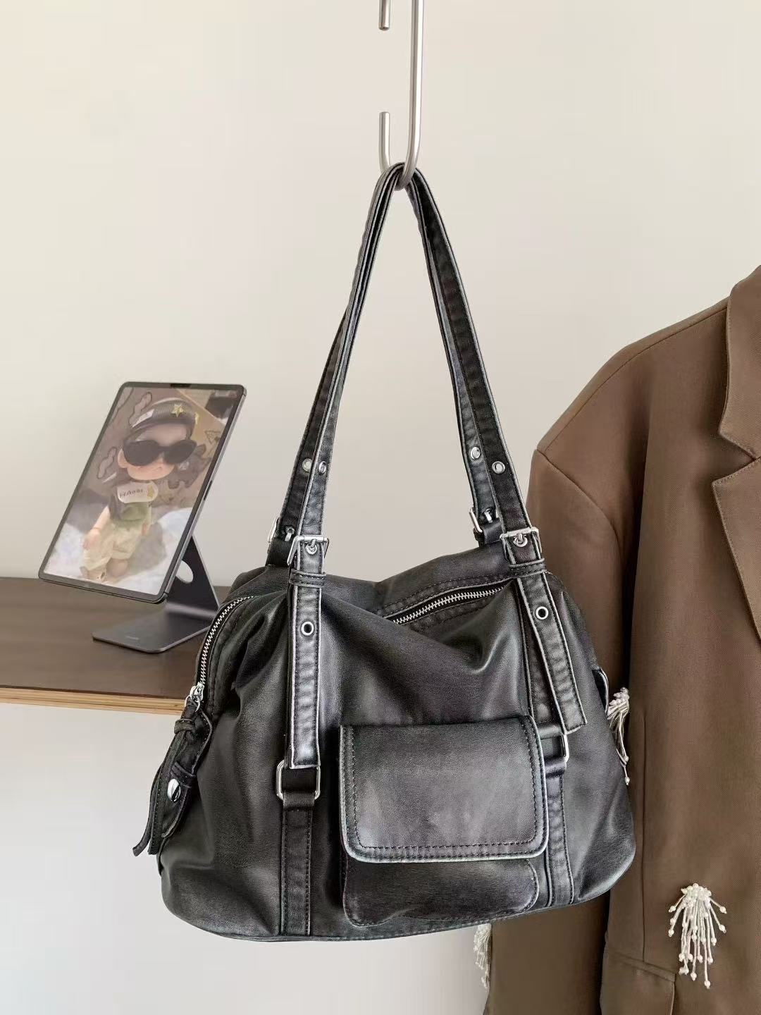 Textured Korean Style High-grade Large Capacity Handbags