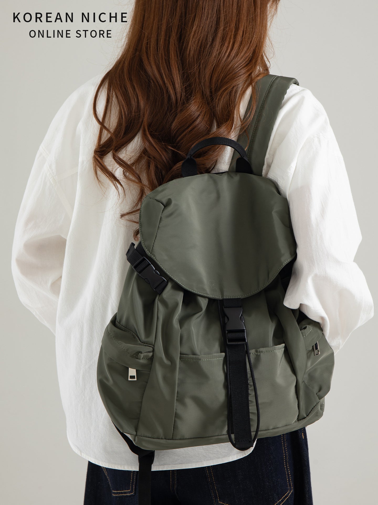 Women's Korean Style Nylon Material Portable Large Backpacks