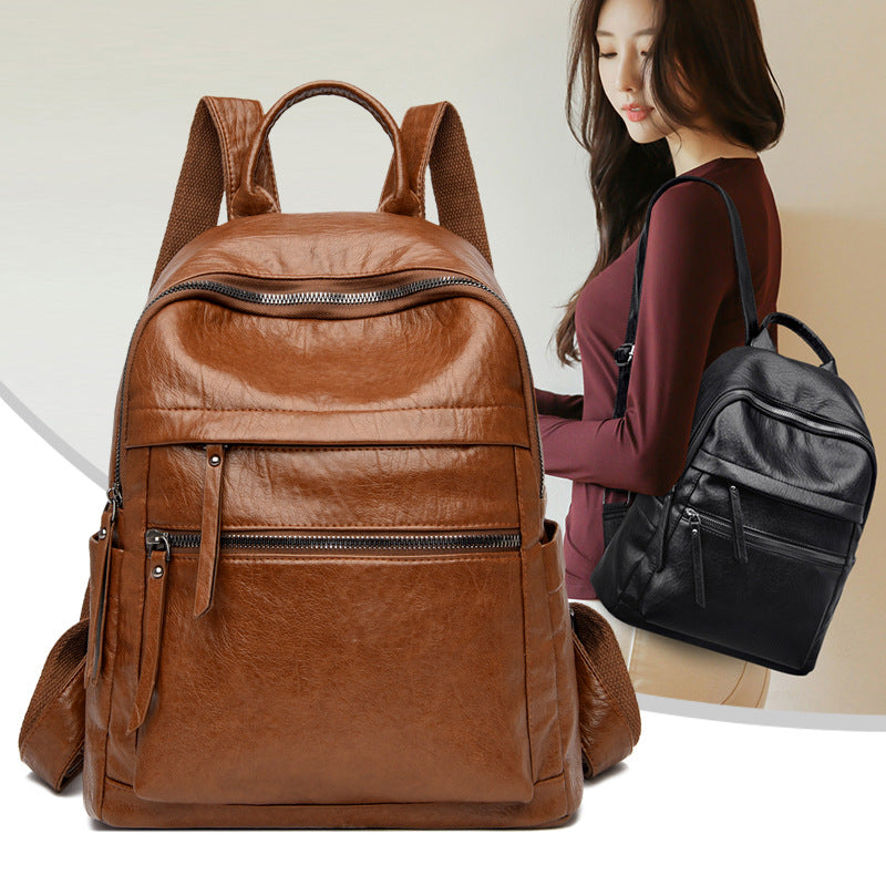 Women's Solid Color Fashion Large Capacity Versatile Backpacks