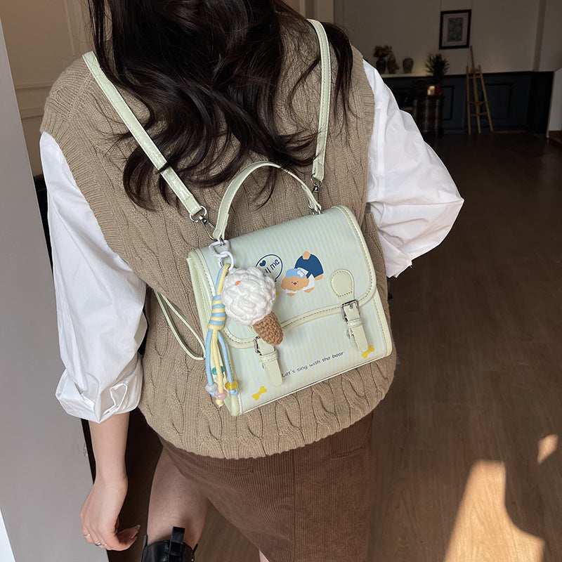 Women's Korean Artsy Cute Cartoon Bear Versatile Preppy Women's Backpack