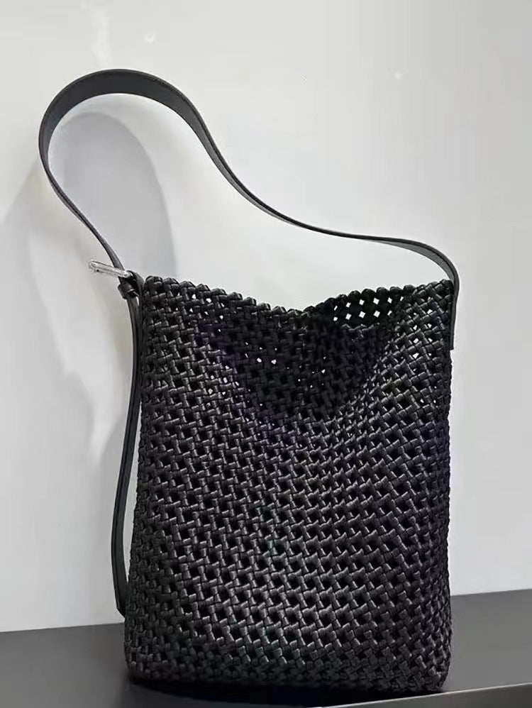 Nylon Cloth Woven Large Capacity Hollow Wide Bucket Bag