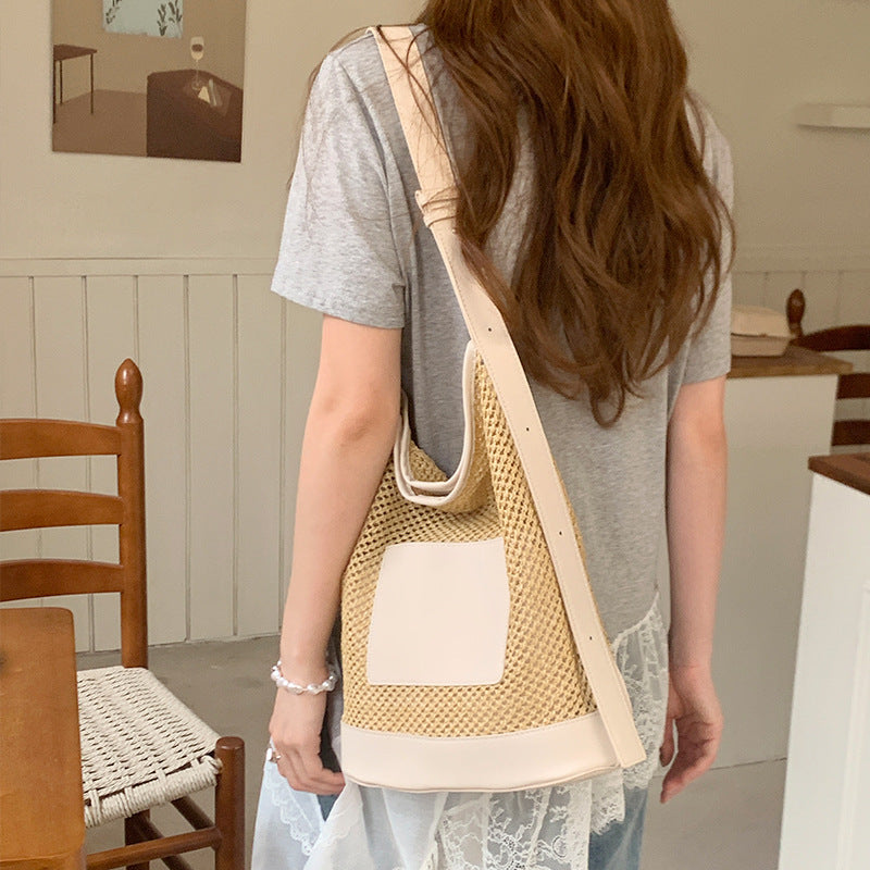 Women's Edge Vacation Straw Korean Fashion Simple Woven Large Shoulder Bags
