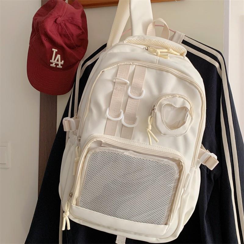 Style College Transparent Solid Color Bar Cartoon Junior Senior Leisure Backpack