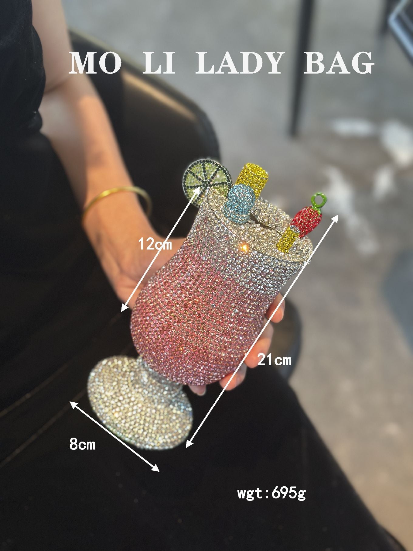 Women's Luxury Fairy Cocktail Goblet With Diamonds Full Of Rhinestone Women's Shoulder Bag