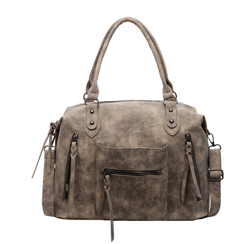 Women's Spring Retro Portable Soft Leather Large Tote Bags