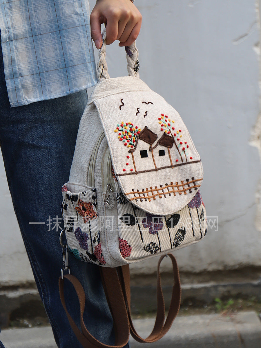 Mori Style Handmade Three-dimensional Decoration Canvas Fresh Lightweight Bags