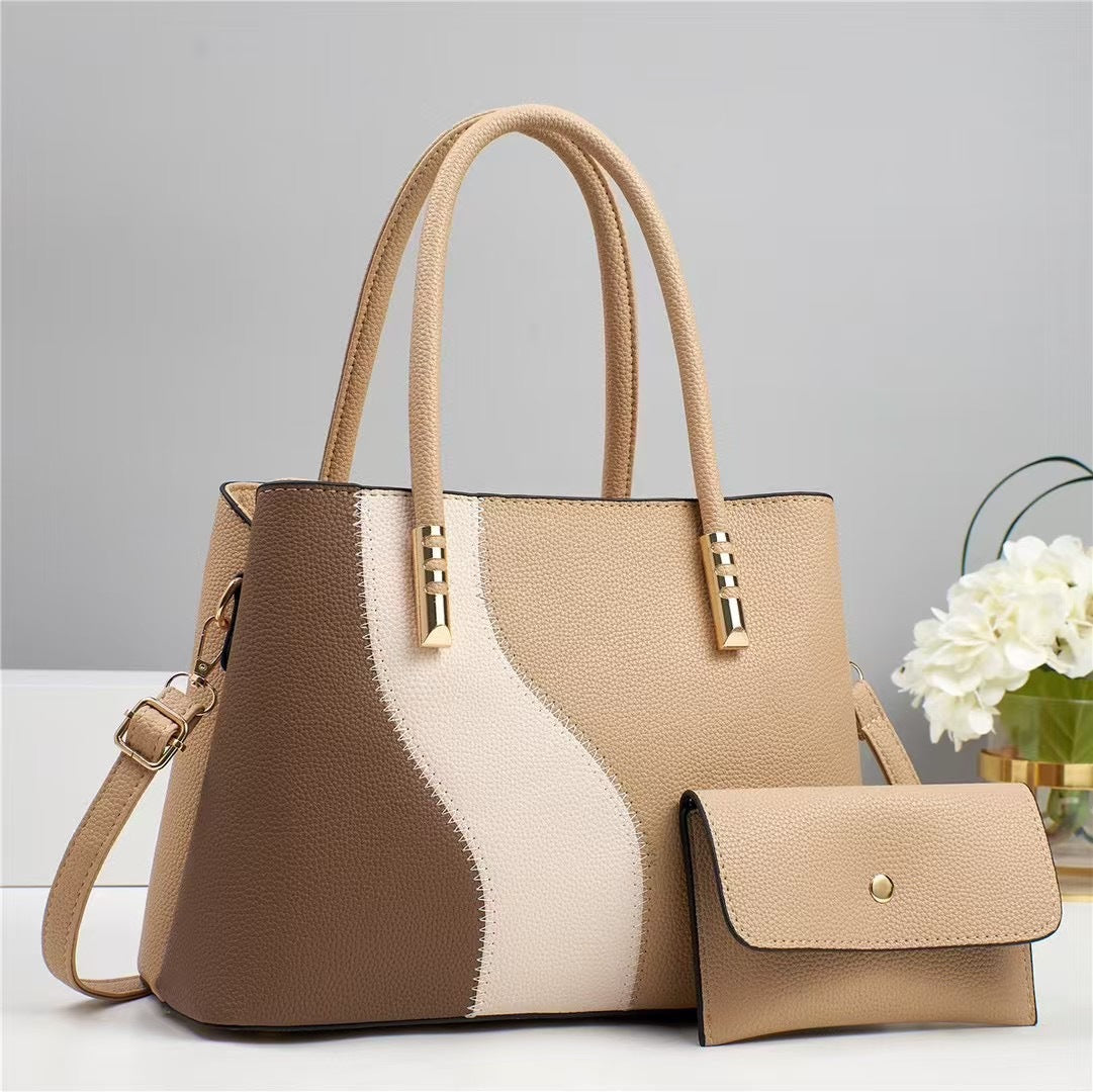 Women's Summer Color Contrast Patchwork Fashion Large Capacity Women's Handbag