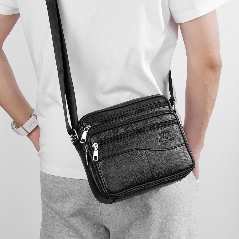 Men's Horizontal Large Capacity Cowhide Genuine Leather High Men's Bags