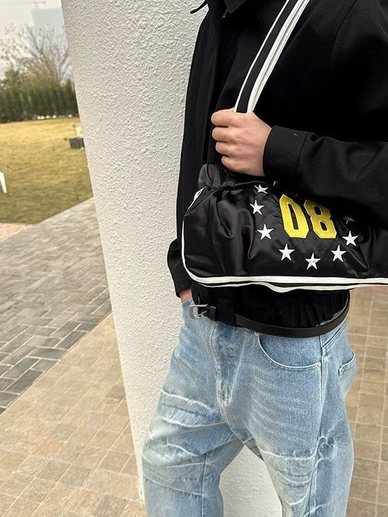 High-density Embroidery Street Fashionable Leather Patchwork Tote Bag