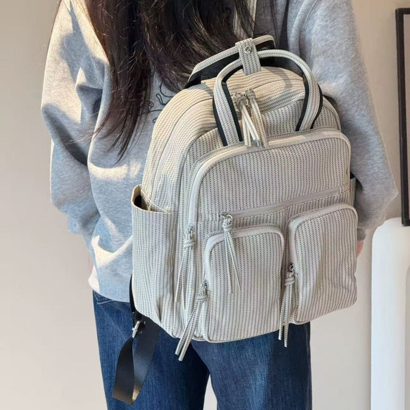 Niche Solid Color Large Capacity Daily Class Leisure Backpack