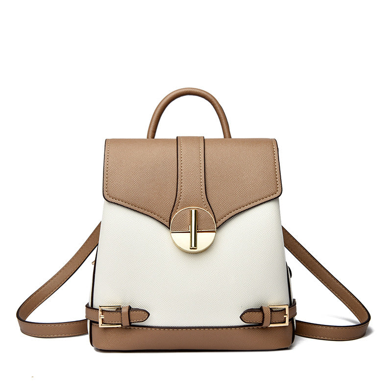Women's Concentric Trendy Cool Color Scheme Leather Women's Backpack