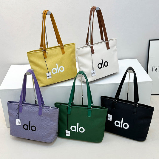 Women's Style Simple Letter Canvas Commuter Large Tote Bag
