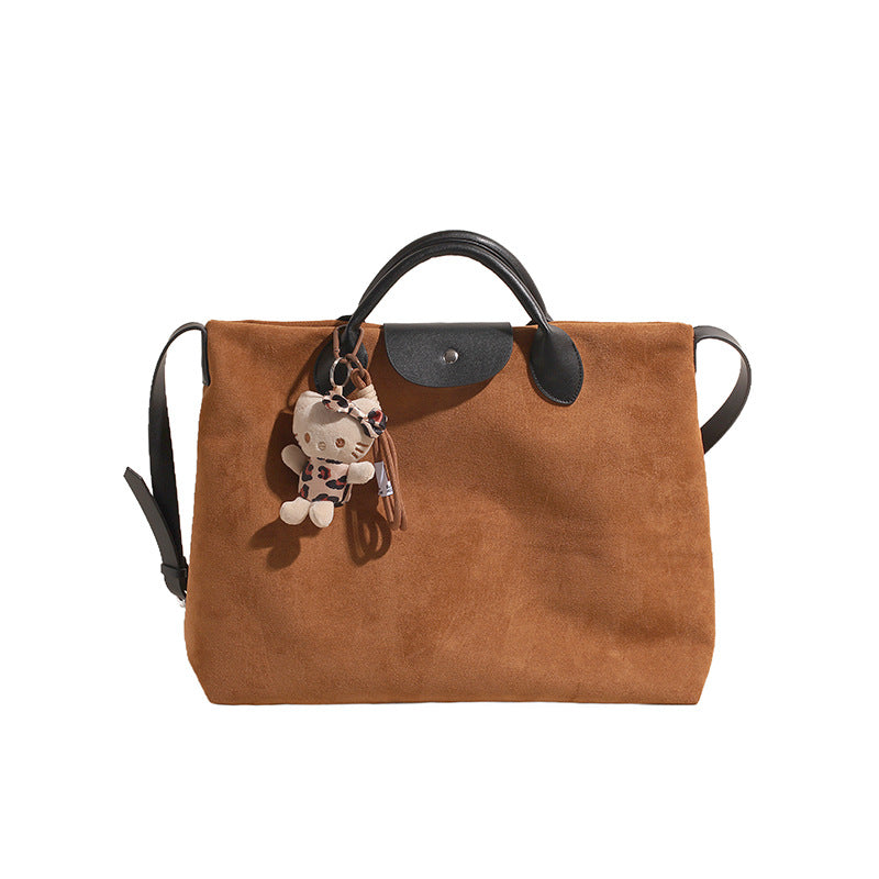 Women's Vintage Frosted Suede Large Capacity Commuter Tote Bag