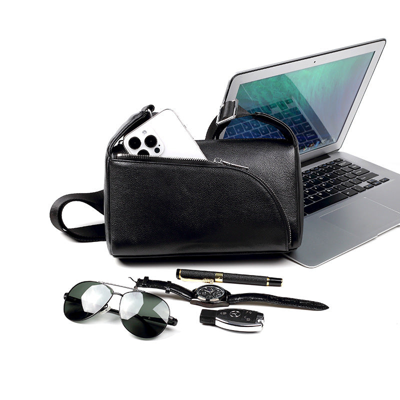 Men's Leather Unisex Korean Style Trendy First Layer Shoulder Bags