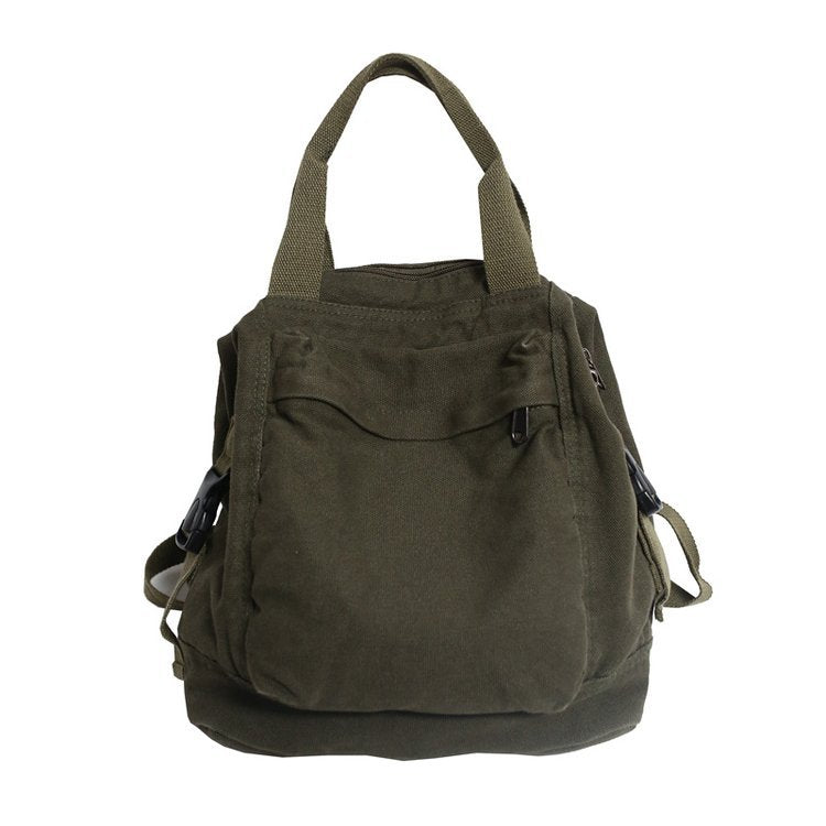 Solid Color Retro Nylon Female Style Simple Junior Backpacks