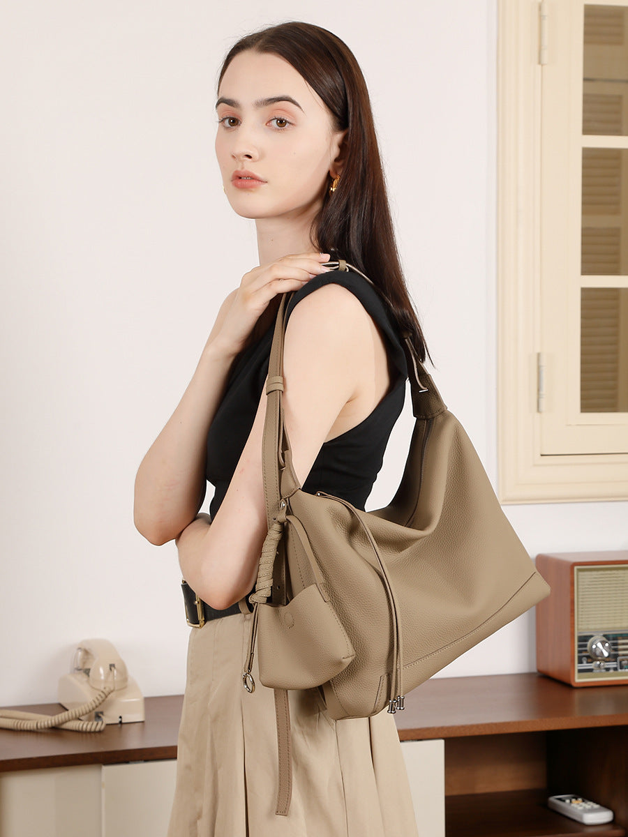 Style Leather Large Capacity Commuter High Women's Shoulder Bag