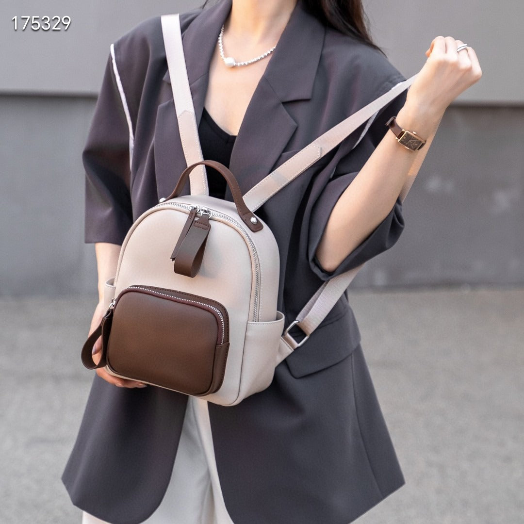 Women's Color Cowhide Genuine Leather Napa Soft Leisure Large Women's Backpack
