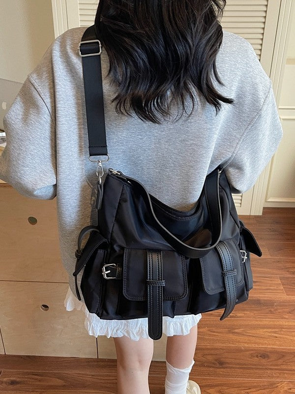 Women's Textured Nylon Cloth Fashionable Large Capacity Waterproof Tote Bag