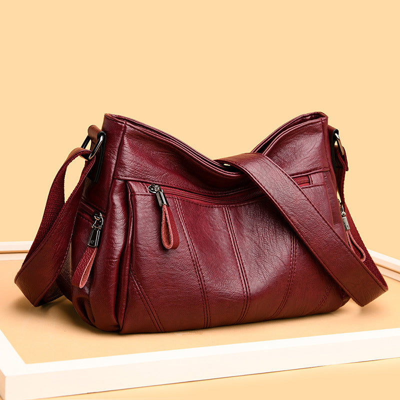 Women's Washed Soft Leather Multifunctional Large Capacity Women's Messenger Bag