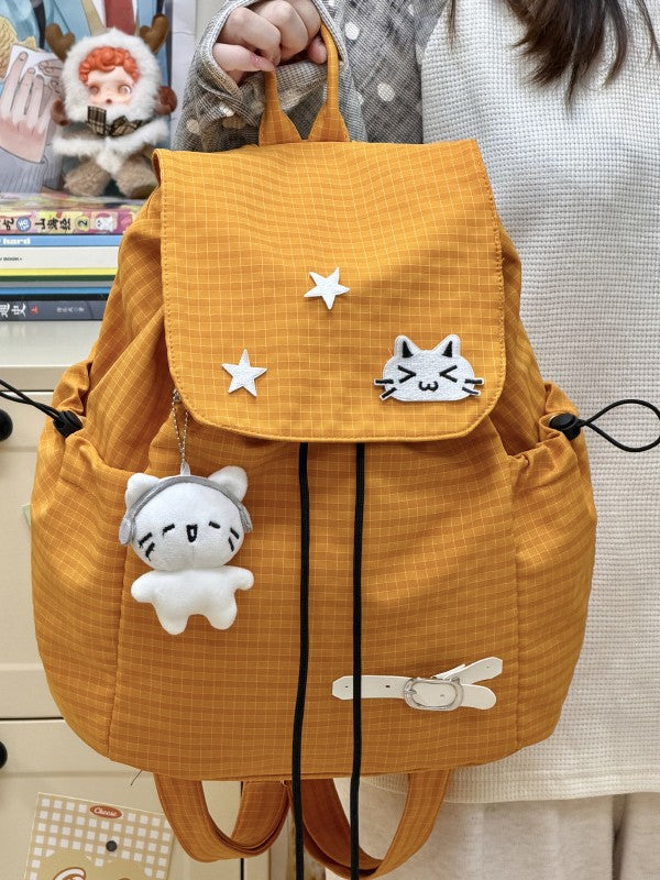 Women's Cute Cartoon Checked Junior High Lightweight Backpacks