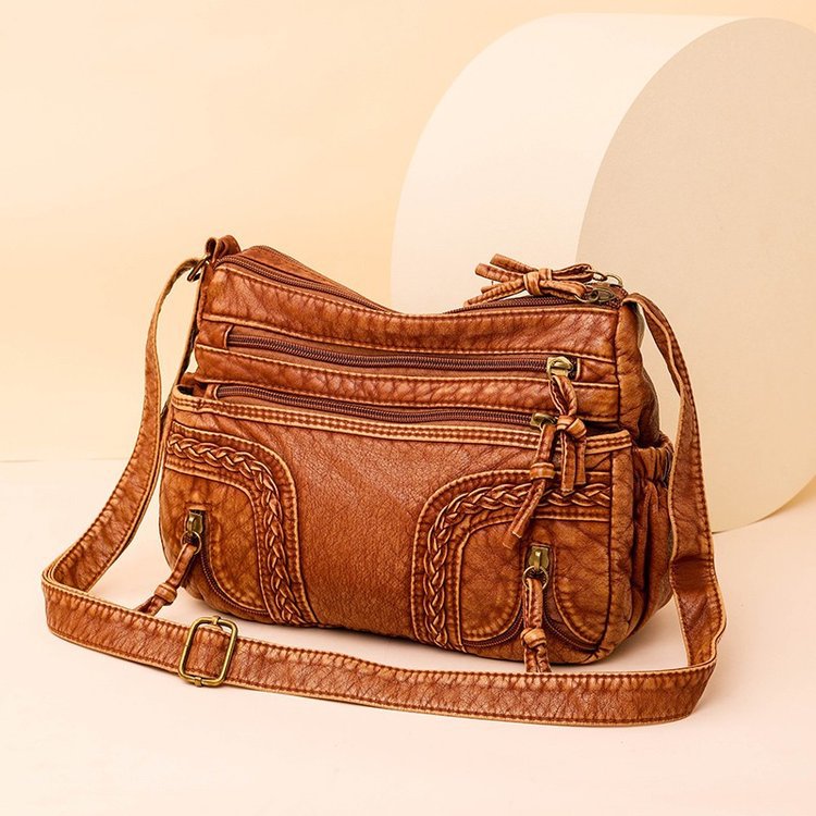 Women's Washed Leather Vintage Versatile Large Capacity Soft Women's Shoulder Bag