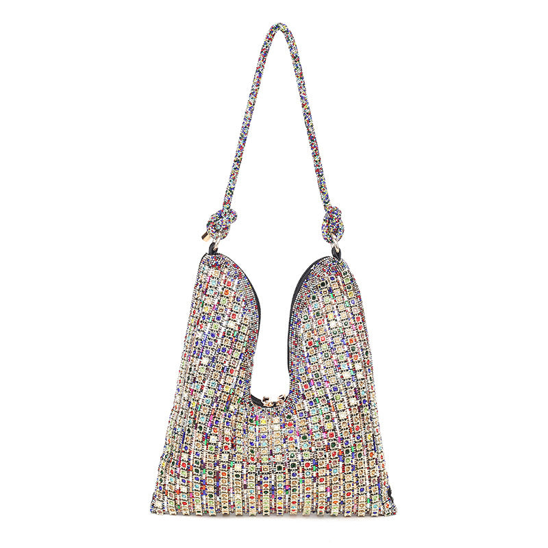Women's Full Diamond Rhinestone Chain Shiny Portable Bucket Bags