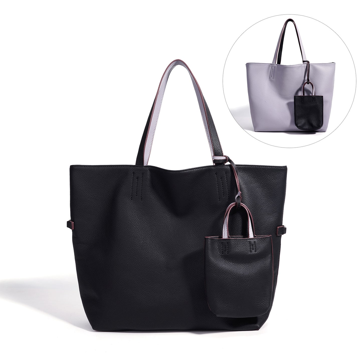 Leather Double-sided Cattlehide Surface Simple Large Bags