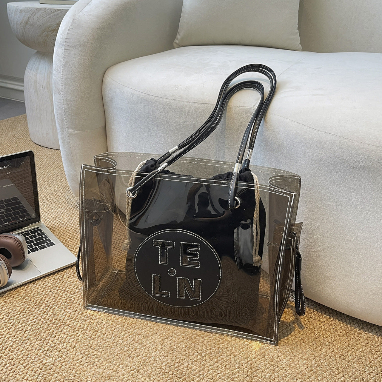 Portable Transparent Beach Holiday Large Capacity Western Style Tote Bag