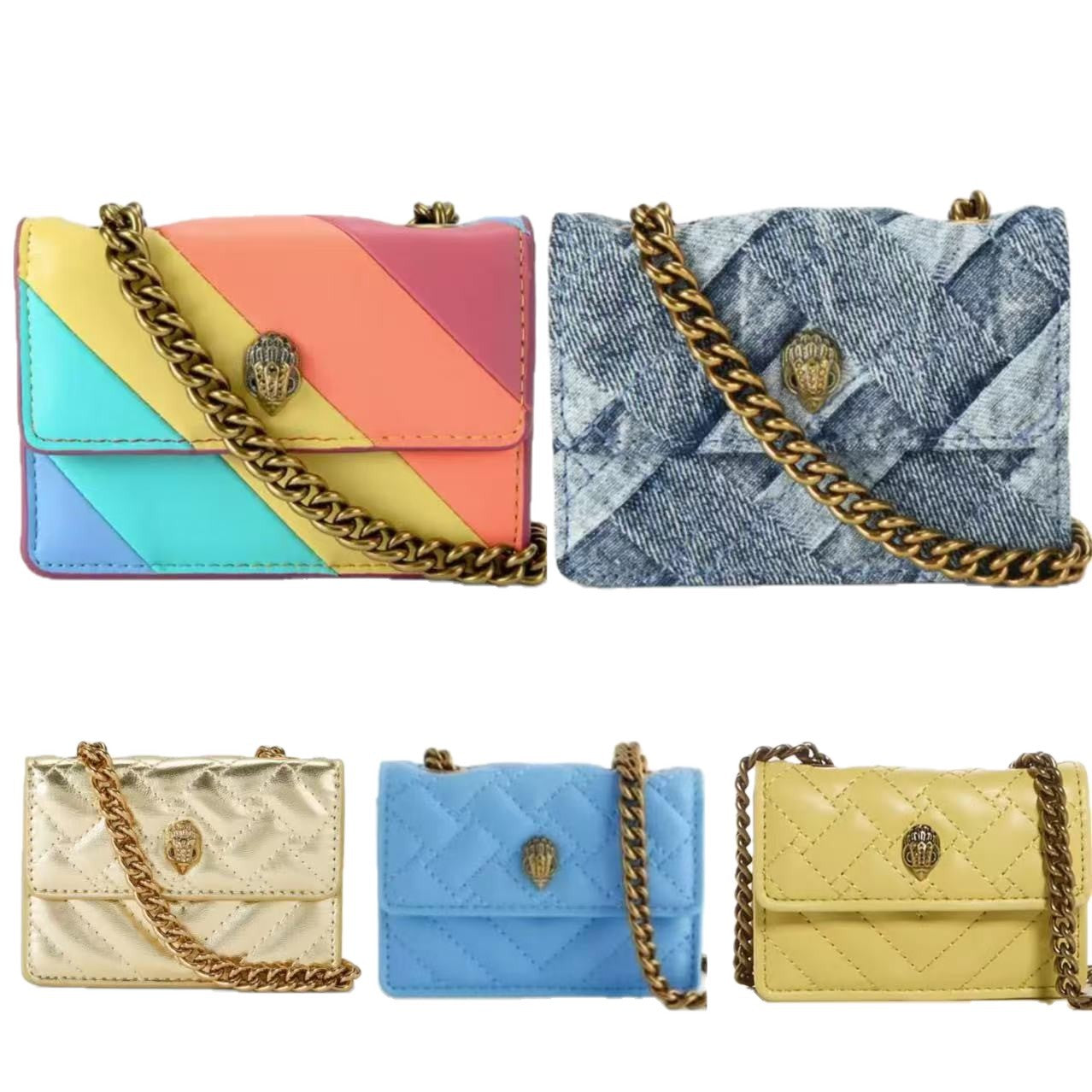Head Contrast Color Diamond Embroidery Thread Women's Messenger Bag