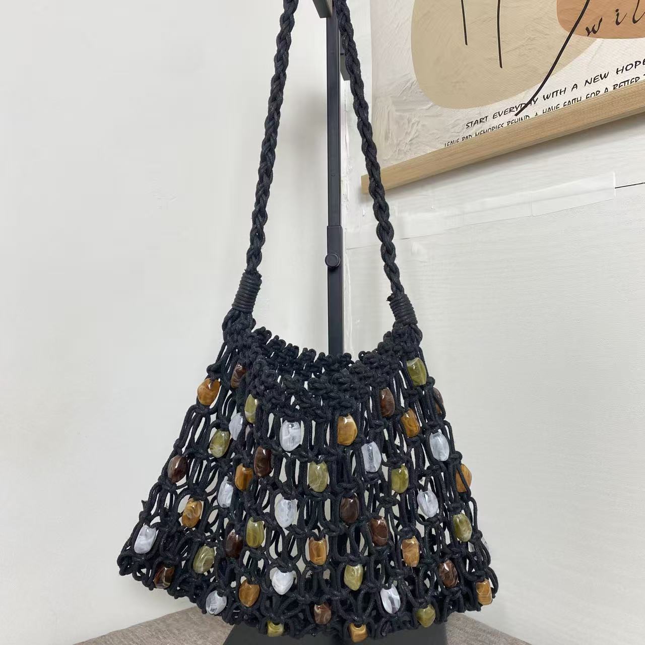 Women's Hand-woven Beads Summer Hollow Mesh Beach Women's Handbag