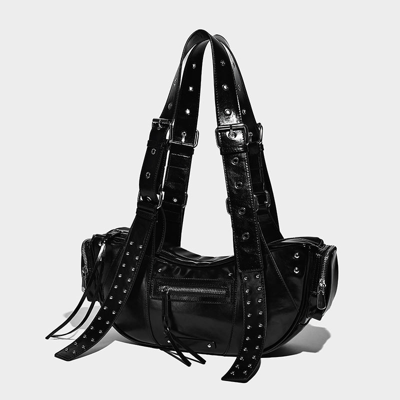 Trendy Retro Motorcycle Soft Leather Large Capacity Super Cool Waste Bags