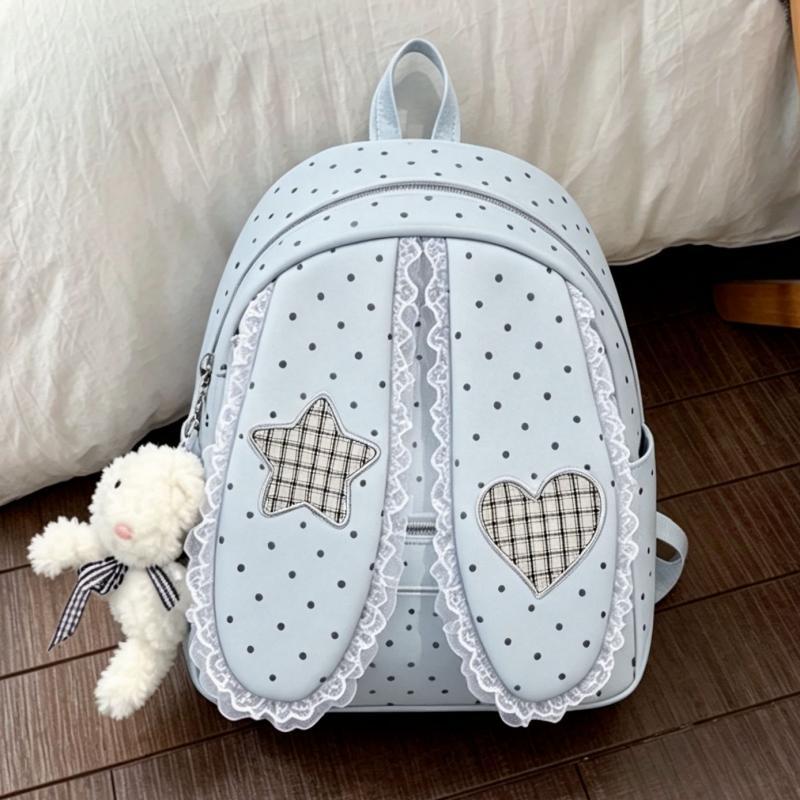 Women's Rabbit Korean Style Polka Dot Large Capacity Commuter Women's Backpack