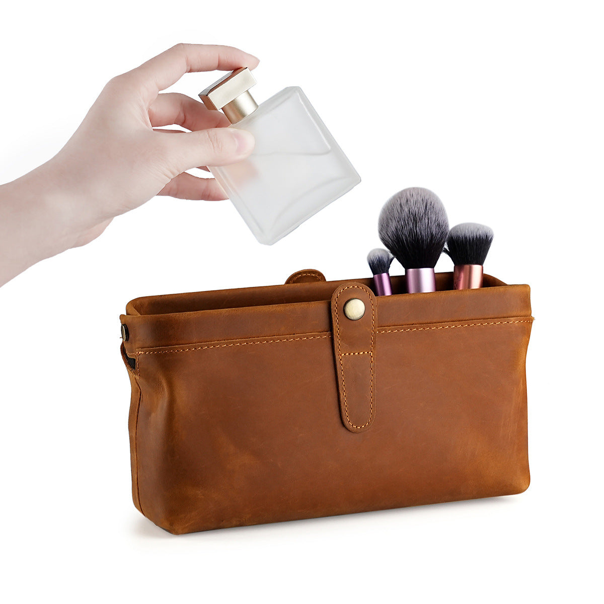 First Layer Cowhide Wash Cosmetics Storage Mobile Genuine Bags