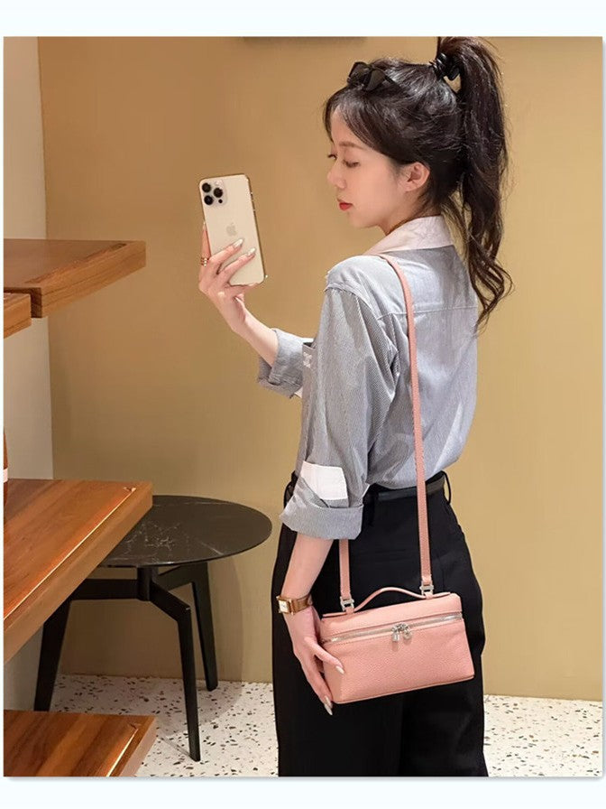 Women's First Layer Cowhide Lunch Box Genuine Leather Women's Shoulder Bag