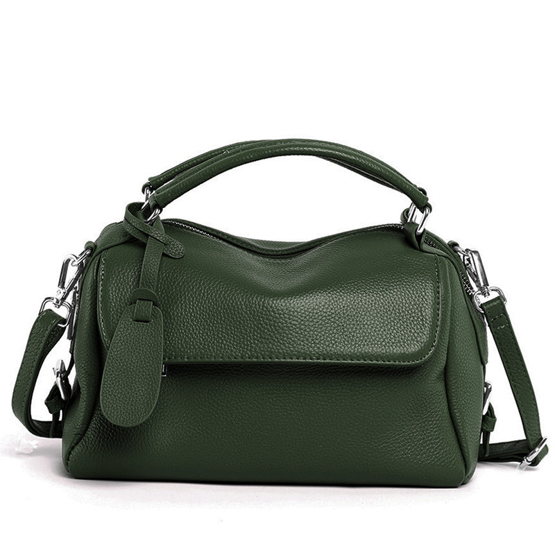 Women's Genuine Leather Portable Litchi Pattern First Layer Cowhide Bags