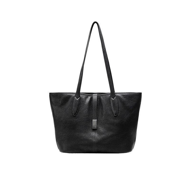 Women's Vegetable Tanned Sheepskin Long Large Capacity Commuter Tote Bag
