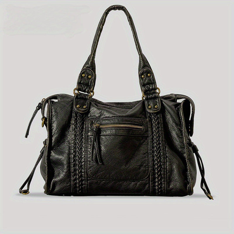 Women's Korean Washed Leather Soft Retro Motorcycle Bags