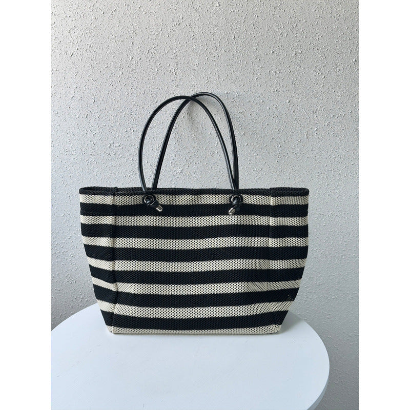 Women's Striped Woven Fabric With High Quality Large Bags